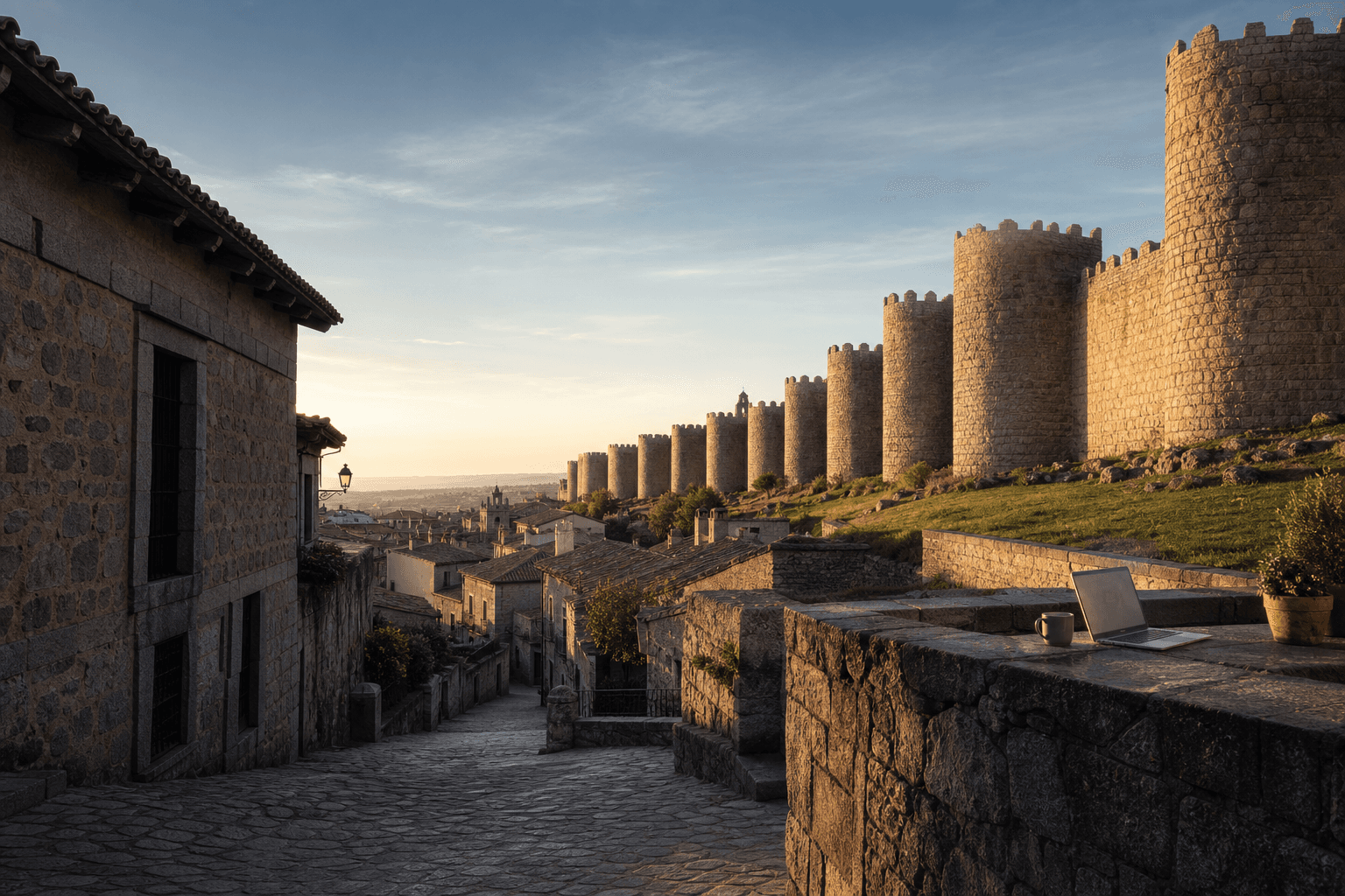 Murallas de Ávila al amanecer, para el servicio de agencia SEO