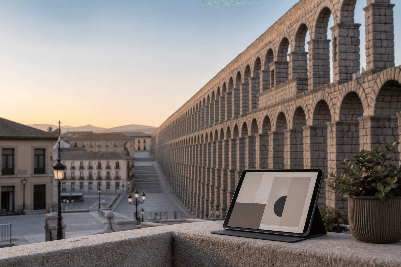 Cristo del Otero y vista de Palencia al anochecer, para el servicio de agencia SEO