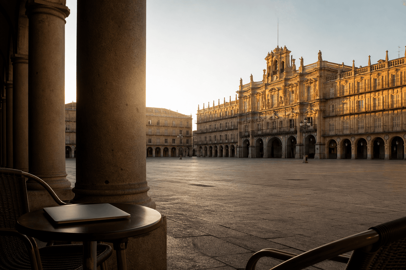 Plaza Mayor de Salamanca al amanecer, para el servicio de agencia SEO