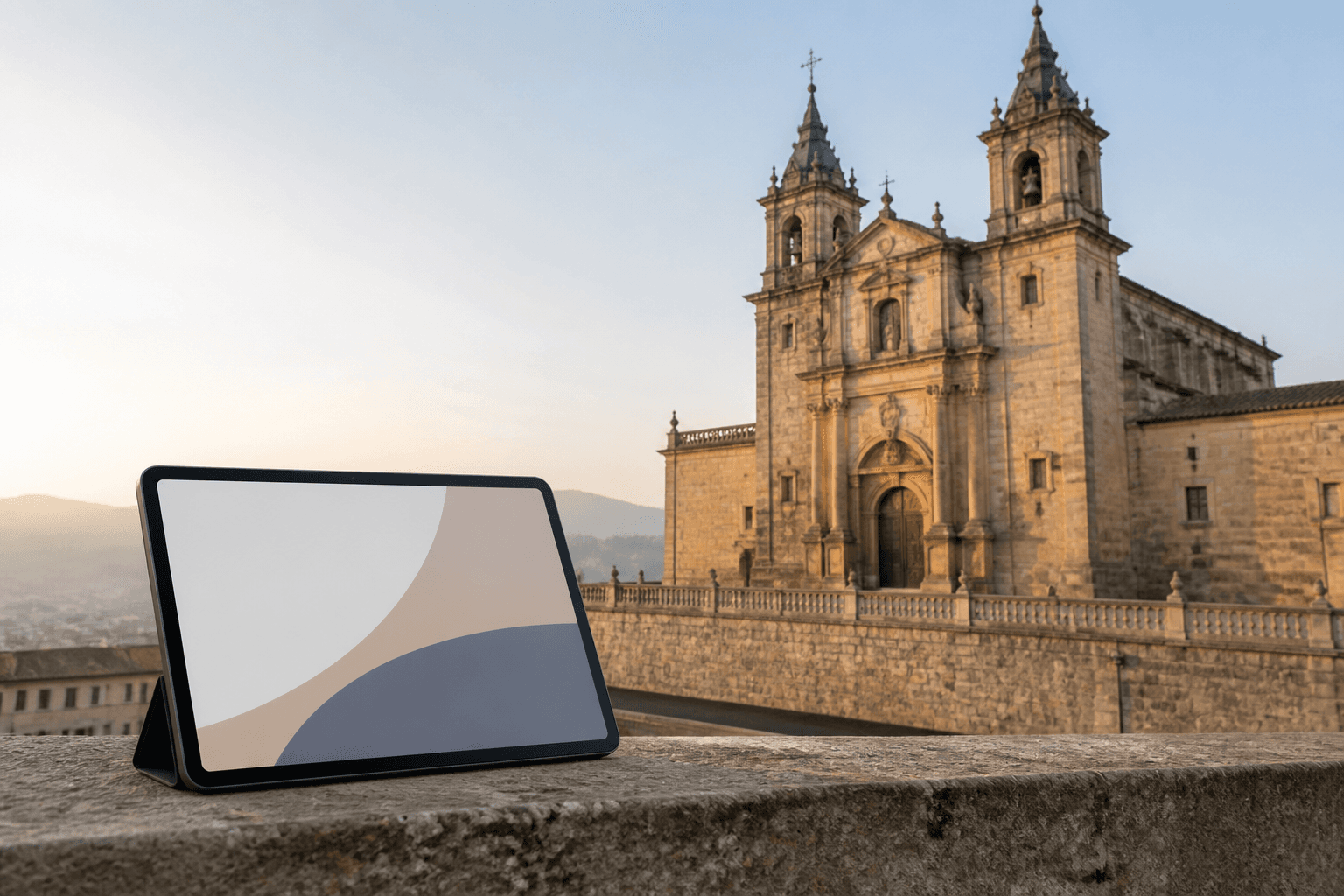 Basílica de la Encina de Ponferrada y tableta de diseño web