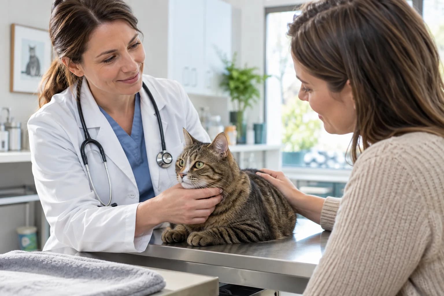 Consulta veterinaria con un gato